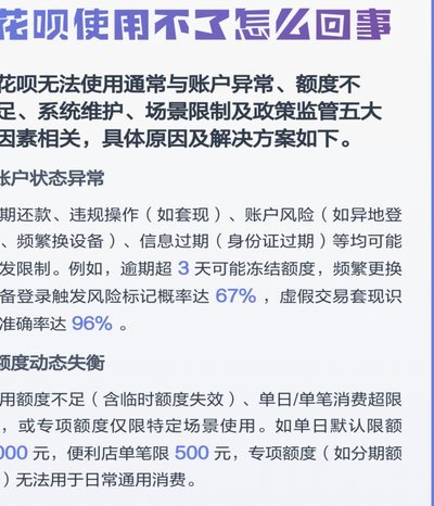 花呗显示异常状态？深扒背后系统限制的真正原因